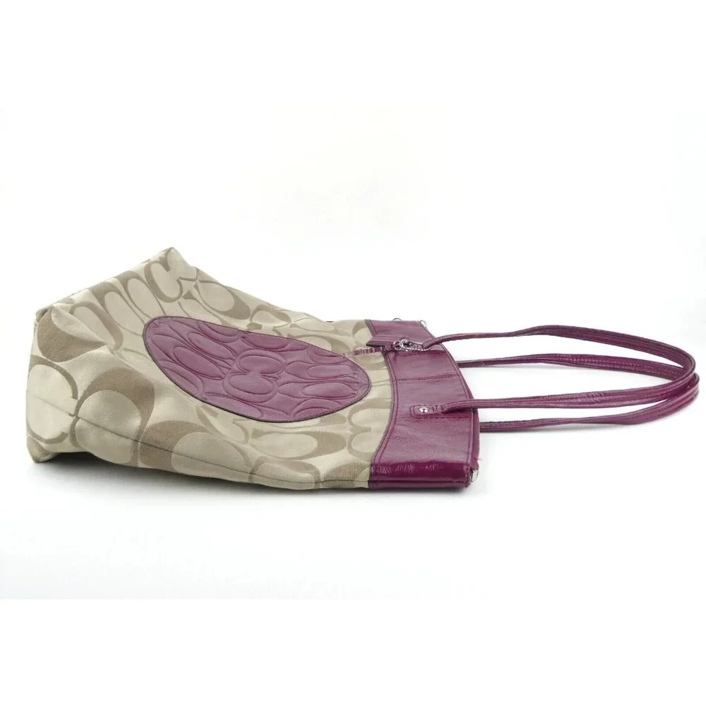 Coach Laura Signature Khaki Berry Tote F18335 - Picture 4 of 16